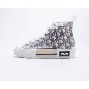 디올 B23 하이 디올 오블리크 캔버스 화이트 & 블랙 Dior B23 High Dior Oblique White & Black 3SH118YJP-H069 