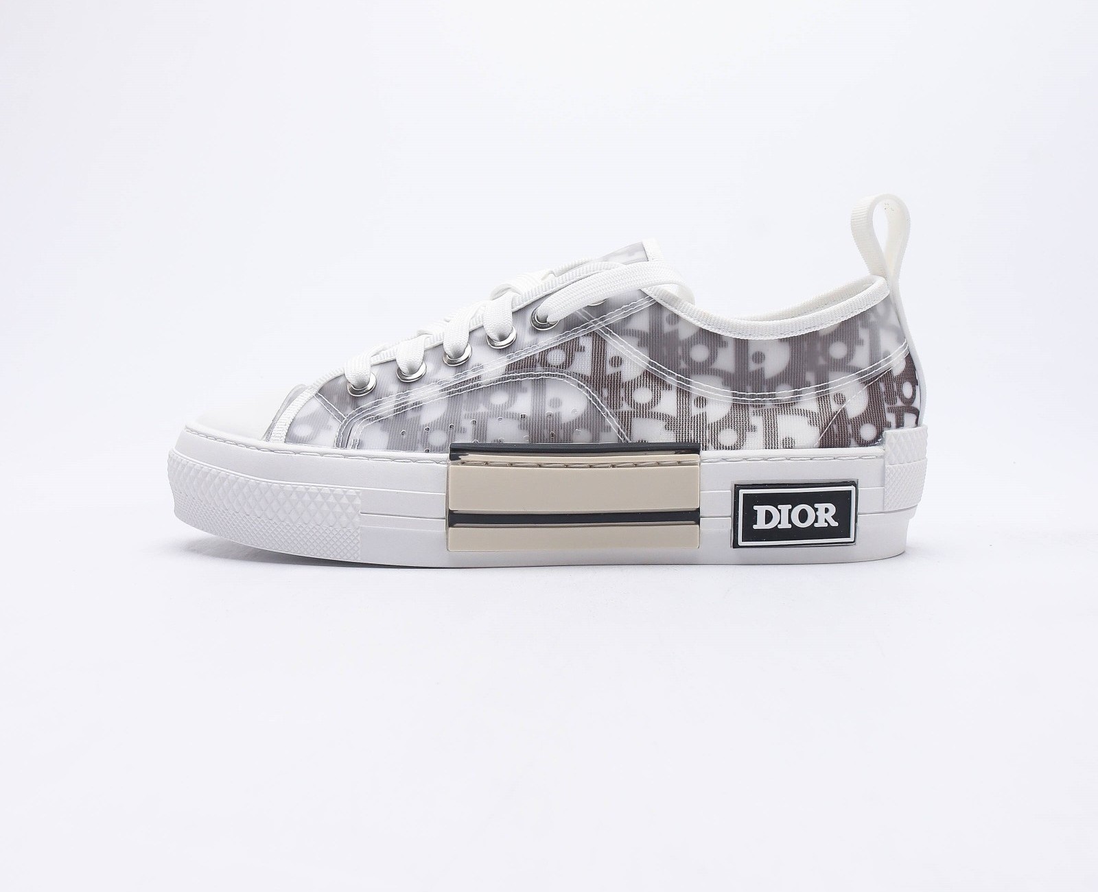 디올 B23 로우 오블리크 캔버스 화이트 & 블랙 Dior B23 Low Dior Oblique White & Black 3SN249YJP-H069