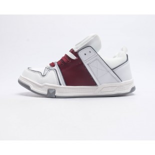 발렌티노 오픈 스케이트 카프스킨 & 패브릭 스니커즈 화이트 레드 Valentino Open Skate Calfskin and Fabric Sneakers White RedPOJK0814ZBL