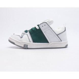 발렌티노 오픈 스케이트 카프스킨 & 패브릭 스니커즈 화이트 그린 Valentino Open Skate Calfskin and Fabric Sneakers White green POJK0814ZBL  KMYK0826ZVL