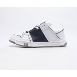 발렌티노 오픈 스케이트 카프스킨 & 패브릭 스니커즈 화이트 블랙 Valentino Open Skate Calfskin and Fabric Sneakers White Black S0F89YPB6TV