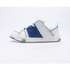 발렌티노 오픈 스케이트 카프스킨 & 패브릭 스니커즈 화이트 블루 Valentino Open Skate Calfskin and Fabric Sneakers White blue 4Y2S0F89YPB_6TT