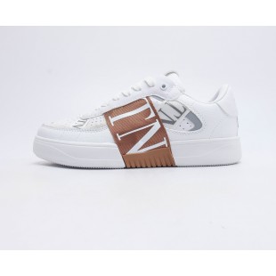 발렌티노 송아지 가죽 & 패브릭 밴드 VL7N 로우탑 스니커즈 화이트 브라운 Valentino Calfskin VL7N Low-Top Sneakers with Bands White brown YUXY0511ZNL VLT10017