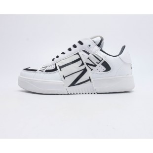 발렌티노 송아지 가죽 & 패브릭 밴드 VL7N 로우탑 스니커즈 화이트 블랙 Valentino Calfskin VL7N Low-Top Sneakers with Bands White Black S0C58GAKA01