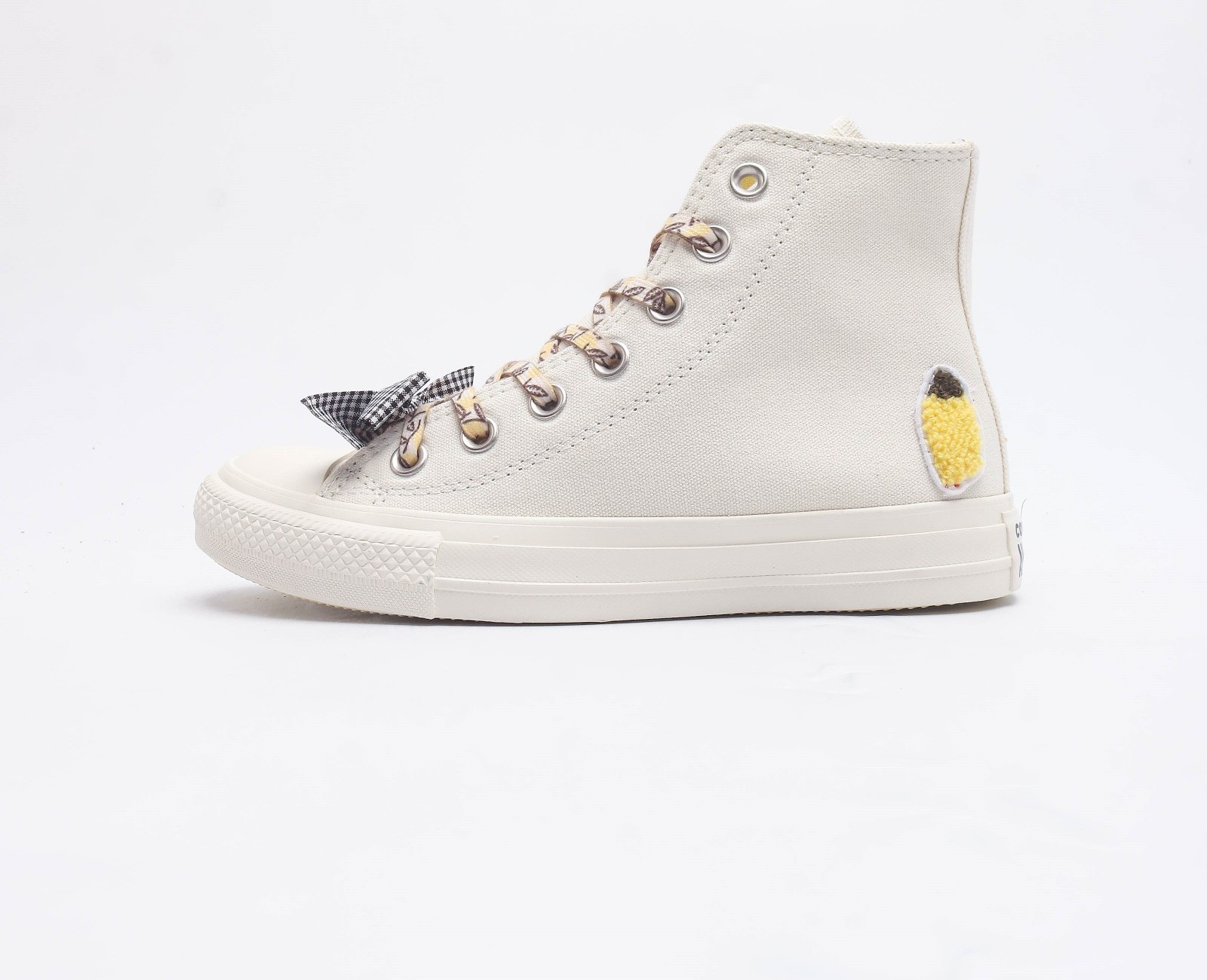 컨버스 CTAS 하이 탑 캔버스 트레이너 크림 자수 레몬 Converse CTAS Hi Top Canvas Trainers Cream Embroidered Lemons Amarillo A03177C