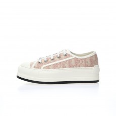 (W) 디올 워크앤디올 플랫폼 스니커즈 누드 디올 오블리크 자수 코튼 Dior Walk'n'dior Platform Sneakers Nude Dior Oblique Embroidered Cotton KCK385OBE_S21U