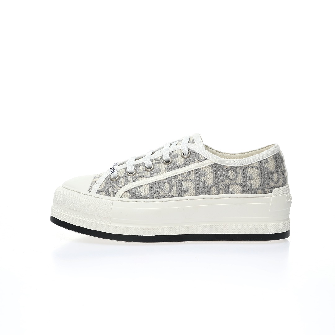 (W) 디올 워크앤디올 플랫폼 스니커즈 그레이 스톤 디올 오블리크 Dior Walk'N'Dior Platform Sneakers Gray Stone Dior Oblique KCK385OBE_S33G