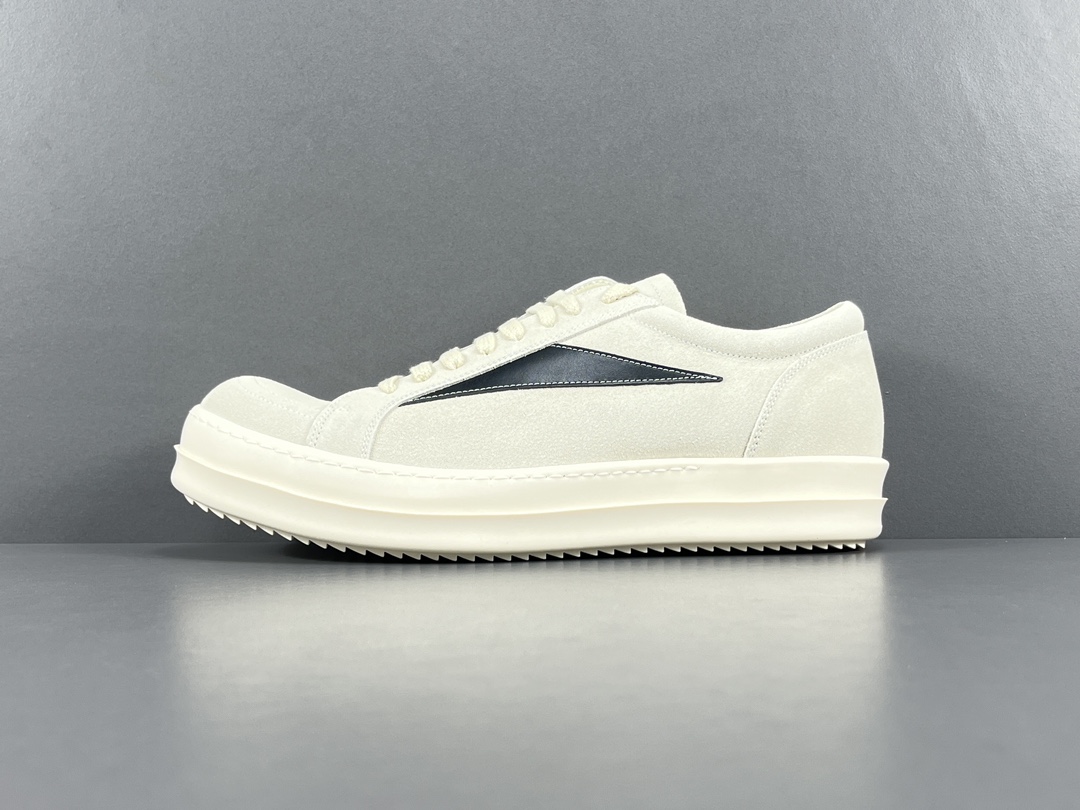 [OG] 릭 오웬스 룩소르 스웨이드 빈티지 스니커즈 밀크 화이트 블랙 Rick Owens Luxor Suede Vintage Sneakers RU02C7897LVSLPO-1191