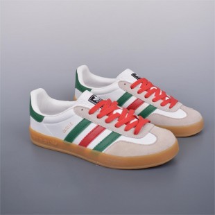 구찌 x 아디다스 가젤 스니커즈 Gucci x Adidas Gazelle Sneakers White Leather Oatmeal Suede 726487-AAA43-9547