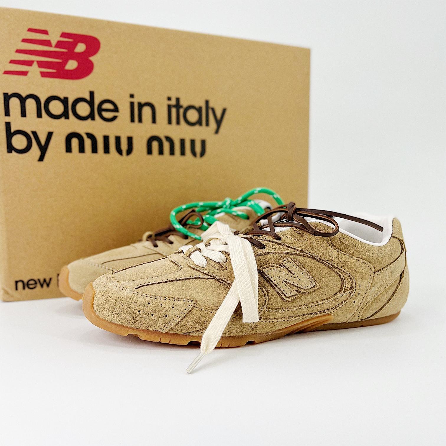 (W) 뉴발란스 x 미우 미우 530 스웨이드 메쉬 스니커즈 에크루 New Balance x Miu Miu 530 Suede Mesh Sneakers Ecru 5E165E-Z5O-F0379